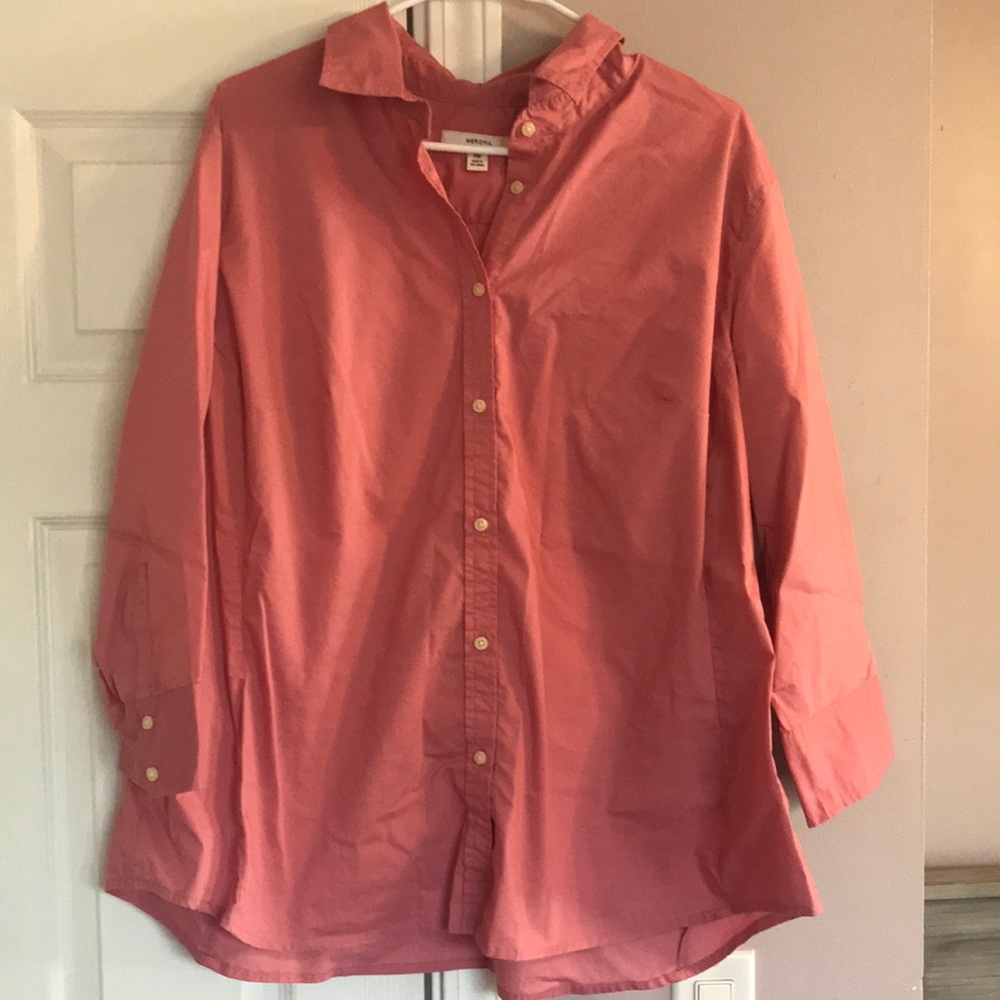 2/$10 Merona Dark Dusty Rose Button-Down Shirt